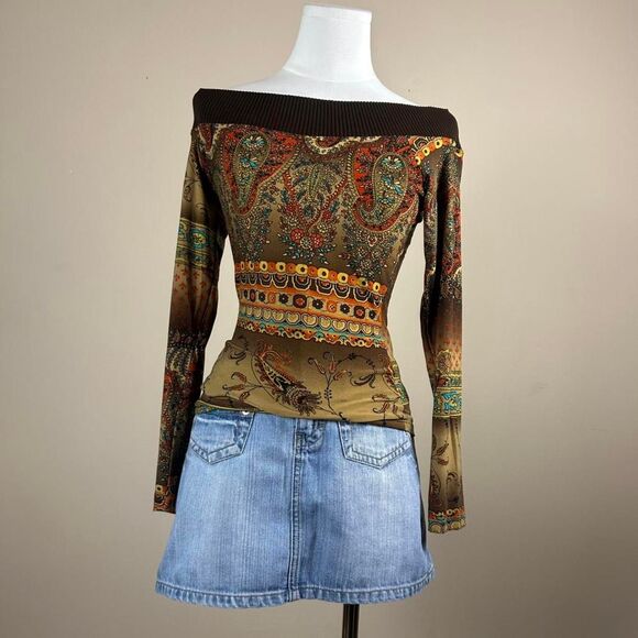 New Tower Tops - Y2K Boho Fairy Grunge Whimsigoth Off the Shoulder Velvety Top